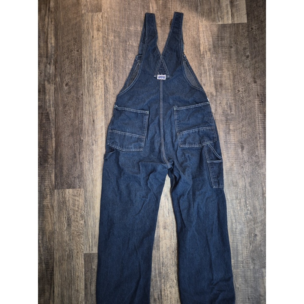 Big Smith Bib Overalls Mens 38x30 Blue Farmer Carpenter Work Denim Jeans - Picture 4 of 9